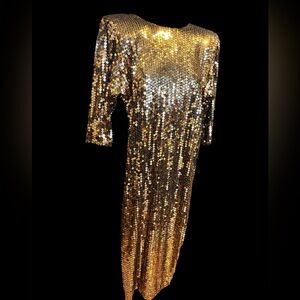 Vintage Oleg Cassini bronze sequins dress.